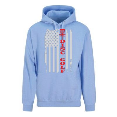 Disc Golf Basket American Flag Gift For Disc Golfers Unisex Surf Hoodie