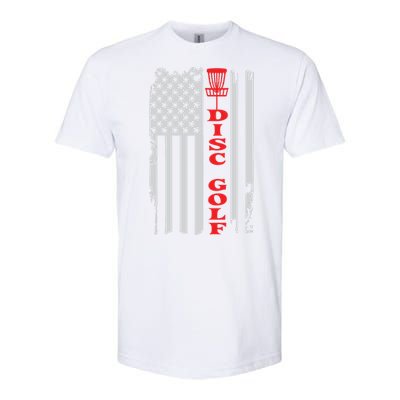 Disc Golf Basket American Flag Gift For Disc Golfers Softstyle CVC T-Shirt