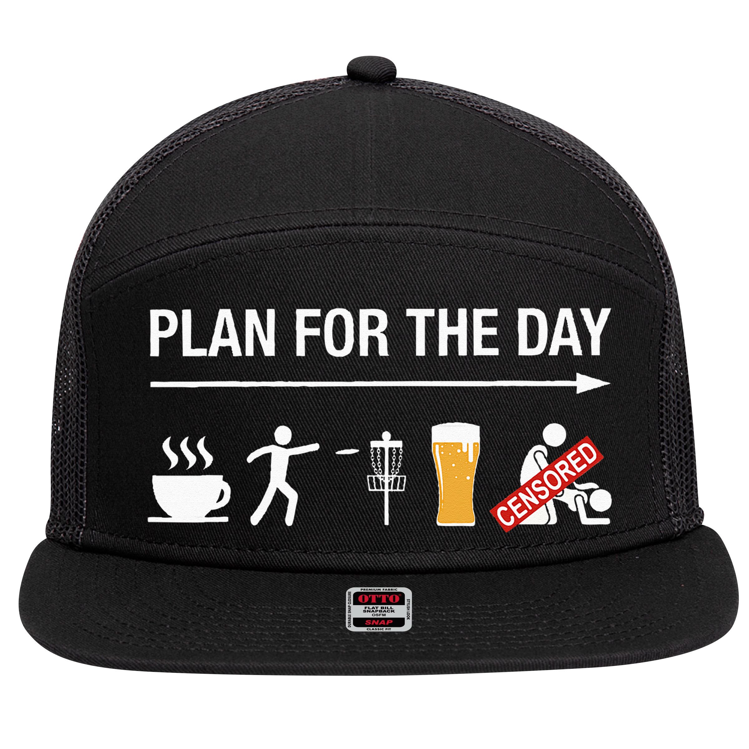 Disc Golf Basket Frisbee Golfing Frolf Coffee Beer Adult 7 Panel Mesh Trucker Snapback Hat