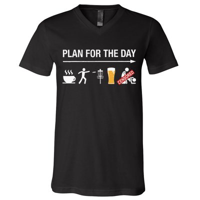 Disc Golf Basket Frisbee Golfing Frolf Coffee Beer Adult V-Neck T-Shirt