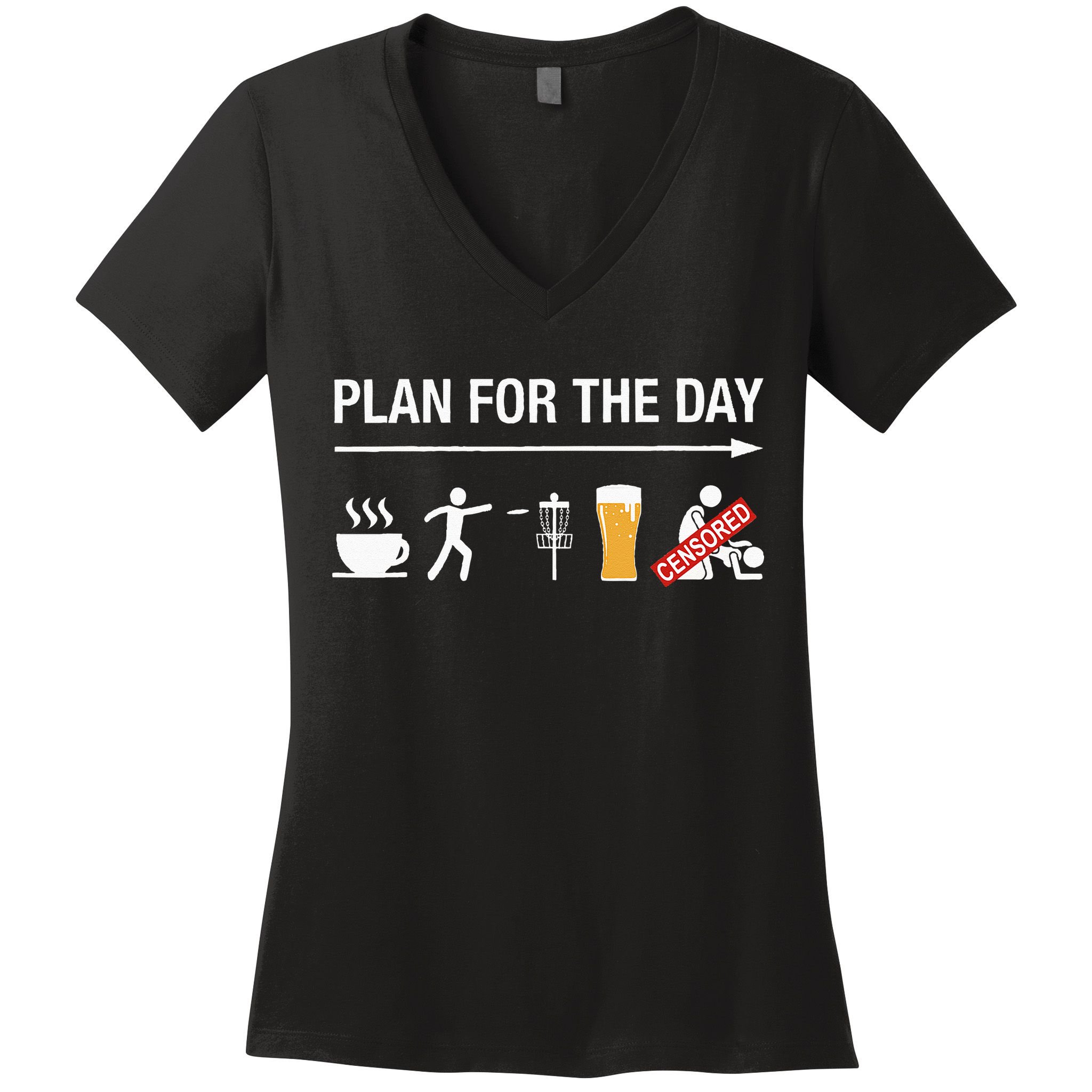 Disc Golf Basket Frisbee Golfing Frolf Coffee Beer Adult Women's V-Neck T-Shirt