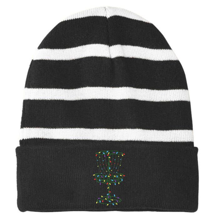 Disc Golf Basket Cool Disc Golf Frisbee Golfer Xmas Gift  Striped Beanie with Solid Band