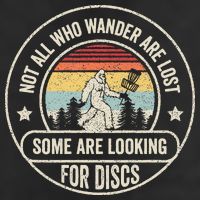 Disc Golf Basket Retro Not All Who Wander Are Lost Bigfoot 7 Panel Mesh Trucker Snapback Hat