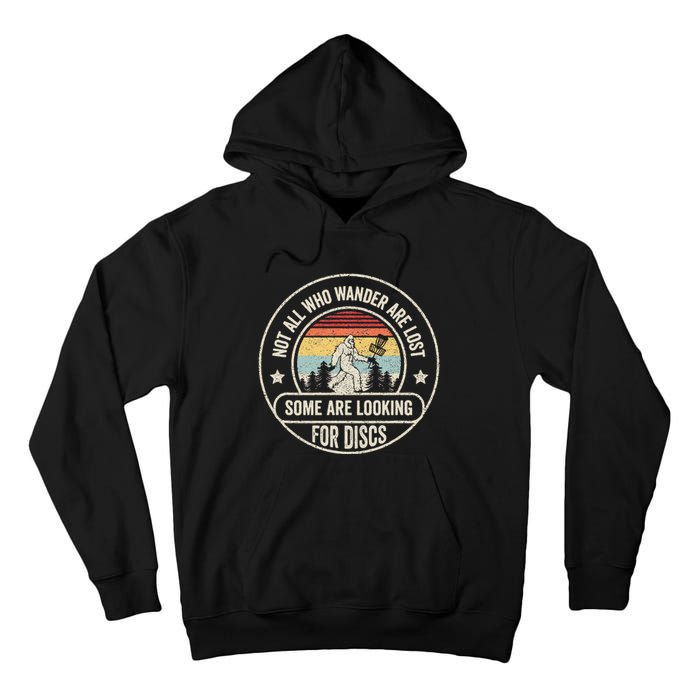 Disc Golf Basket Retro Not All Who Wander Are Lost Bigfoot Tall Hoodie