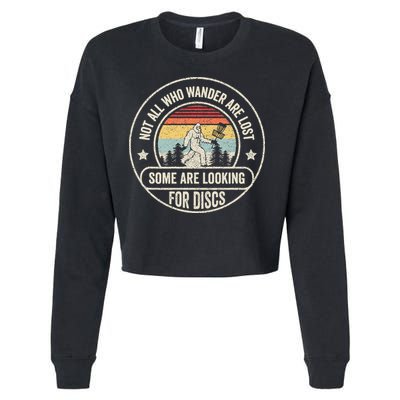 Disc Golf Basket Retro Not All Who Wander Are Lost Bigfoot Cropped Pullover Crew