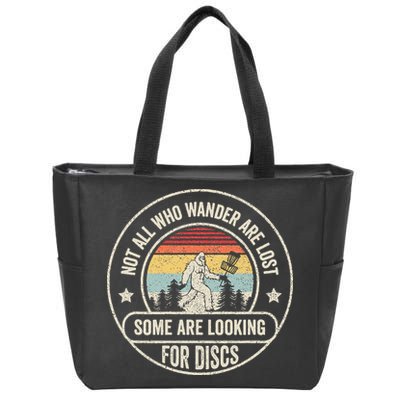 Disc Golf Basket Retro Not All Who Wander Are Lost Bigfoot Zip Tote Bag