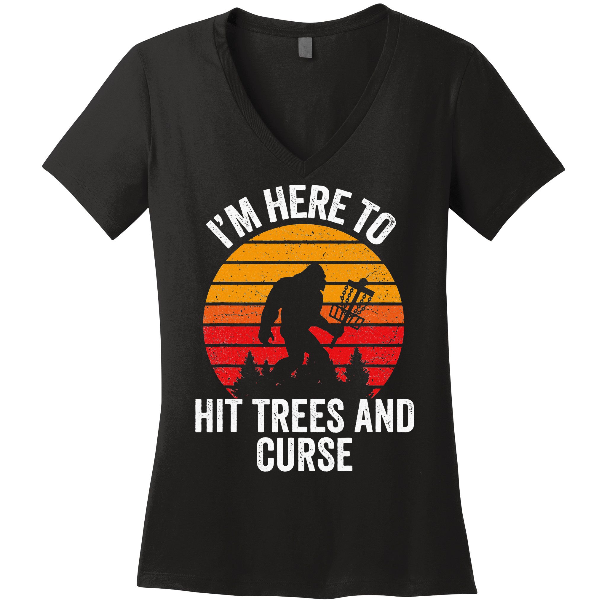 Disc Golf Bigfoot Disk Golfer Fathers Day Women's V-Neck T-Shirt