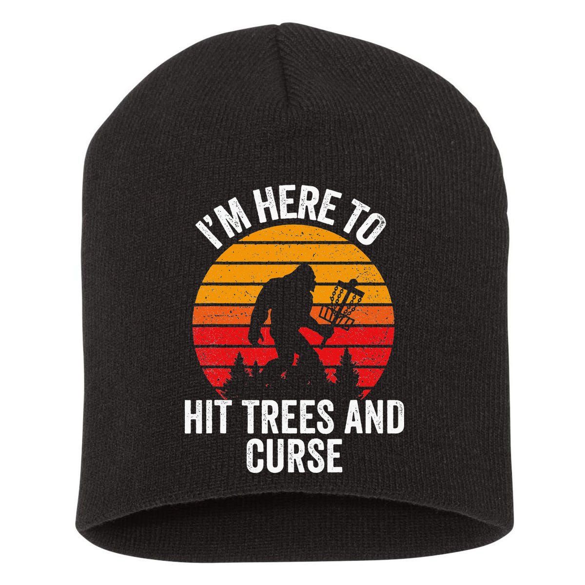 Disc Golf Bigfoot Disk Golfer Fathers Day Short Acrylic Beanie