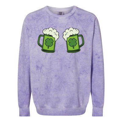 Drinking Green Beer Boobs Shamrock Irish Patricks Day Colorblast Crewneck Sweatshirt