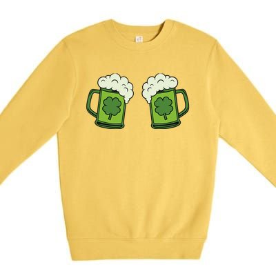 Drinking Green Beer Boobs Shamrock Irish Patricks Day Premium Crewneck Sweatshirt