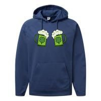 Drinking Green Beer Boobs Shamrock Irish Patricks Day Performance Fleece Hoodie