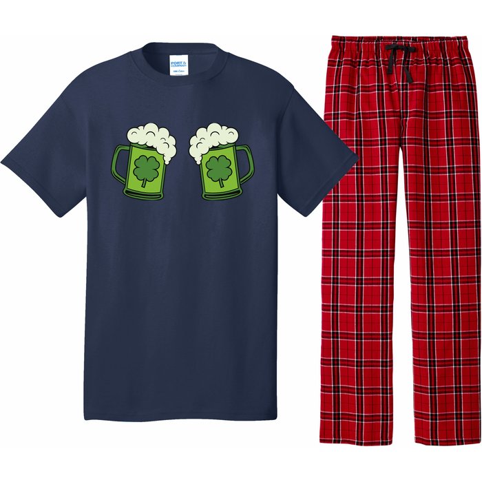 Drinking Green Beer Boobs Shamrock Irish Patricks Day Pajama Set