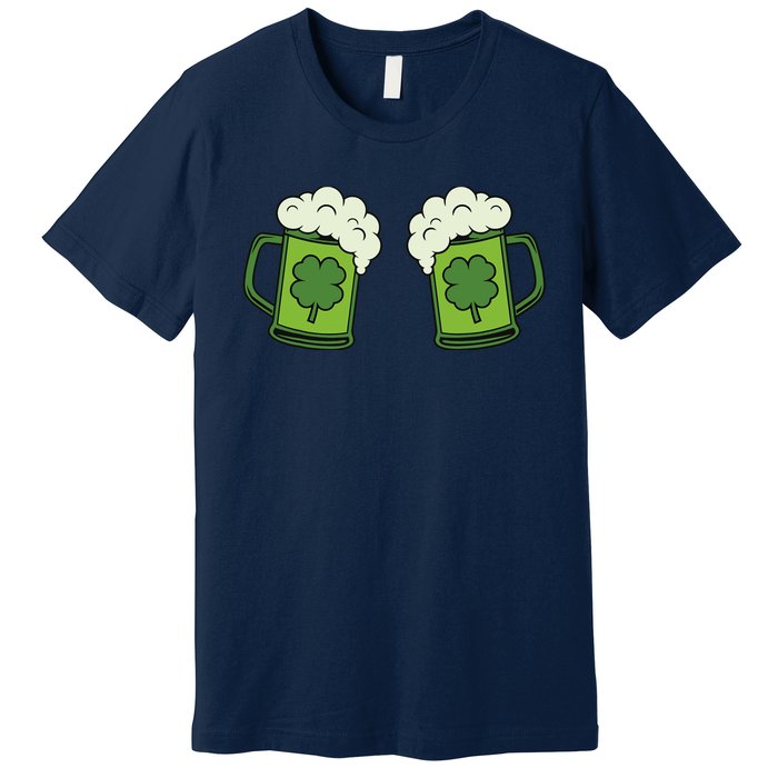 Drinking Green Beer Boobs Shamrock Irish Patricks Day Premium T-Shirt