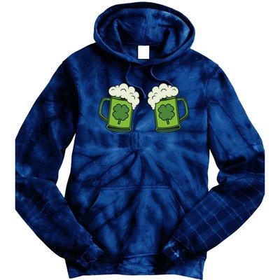 Drinking Green Beer Boobs Shamrock Irish Patricks Day Tie Dye Hoodie