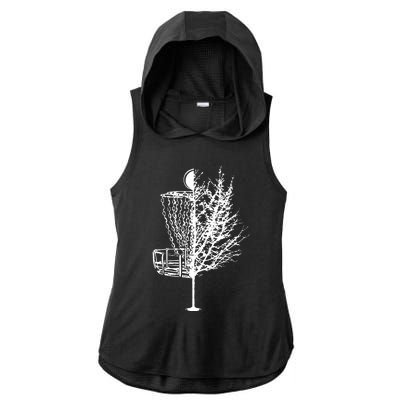 Disc Golf Basket Tree Shirts Funny Ladies PosiCharge Tri-Blend Wicking Draft Hoodie Tank