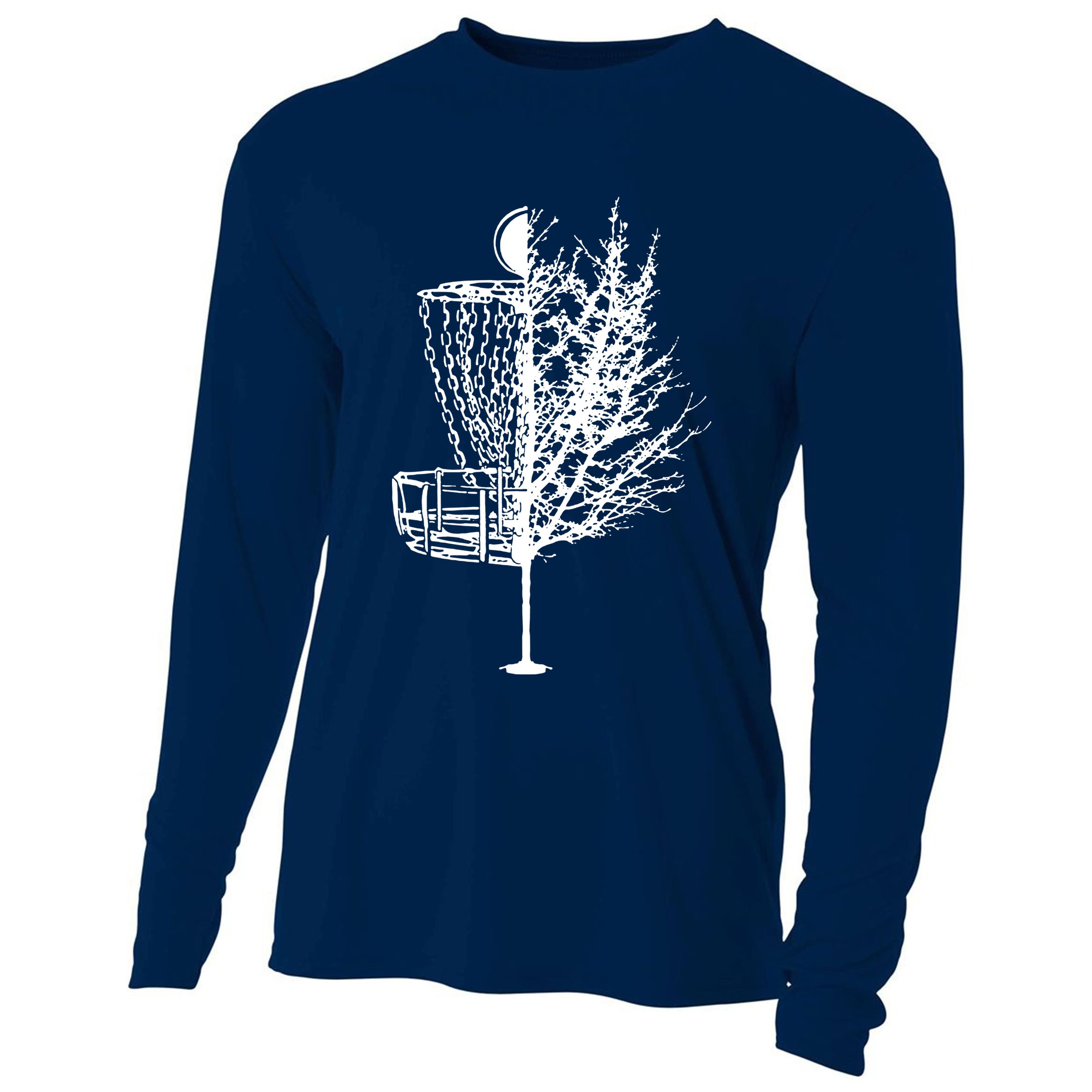 Disc Golf Basket Tree Shirts Funny Cooling Performance Long Sleeve Crew