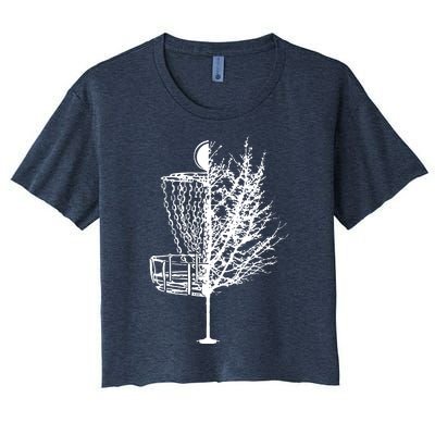 Disc Golf Basket Tree Shirts Funny Women's Crop Top Tee