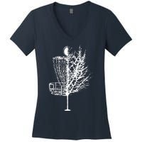 Disc Golf Basket Tree Shirts Funny Women's V-Neck T-Shirt