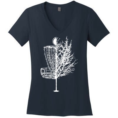 Disc Golf Basket Tree Shirts Funny Women's V-Neck T-Shirt