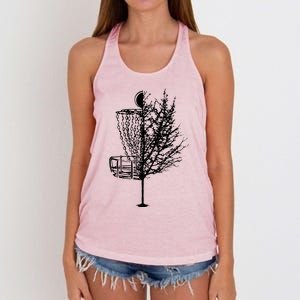 Disc Golf Basket Tree Shirts Funny Women's Knotted Racerback Tank