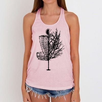 Disc Golf Basket Tree Shirts Funny Women's Knotted Racerback Tank