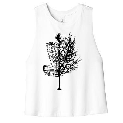 Disc Golf Basket Tree Shirts Funny Women's Racerback Cropped Tank