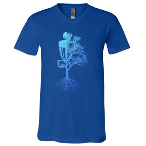 Disc Golf Basket And Tree Frolf Frisbee Golf Cool Gift V-Neck T-Shirt