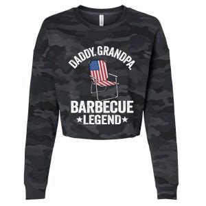 Daddy Grandpa Barbecue Legend 4th Of July Bbq Grillfather Gift Cropped Pullover Crew