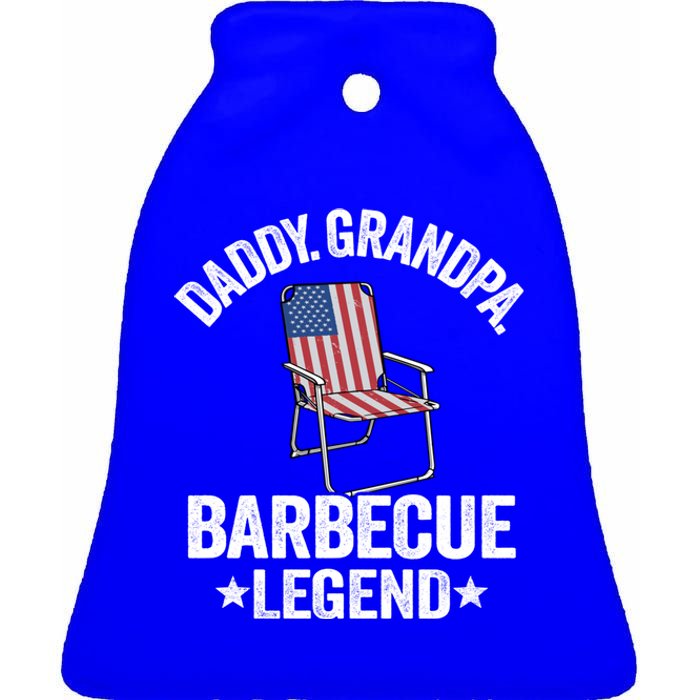 Daddy Grandpa Barbecue Legend 4th Of July Bbq Grillfather Gift Ceramic Bell Ornament