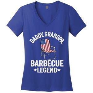 Daddy Grandpa Barbecue Legend 4th Of July Bbq Grillfather Gift Women's V-Neck T-Shirt