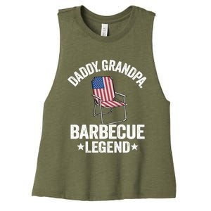 Daddy Grandpa Barbecue Legend 4th Of July Bbq Grillfather Gift Women's Racerback Cropped Tank