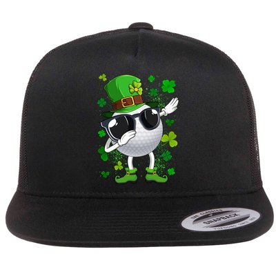 Dabbing Golf Ball Leprechaun Saint Patrick's Day Cool Gift Flat Bill Trucker Hat