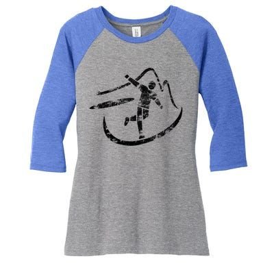 Disc Golf Basket Simple Art Elets Disc Golfer Funny Gift Funny Gift Women's Tri-Blend 3/4-Sleeve Raglan Shirt