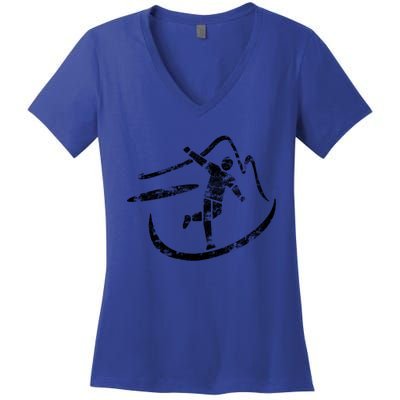 Disc Golf Basket Simple Art Elets Disc Golfer Funny Gift Funny Gift Women's V-Neck T-Shirt