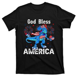 Dinosaur God Bless America 4th Of July Cute T-Shirt