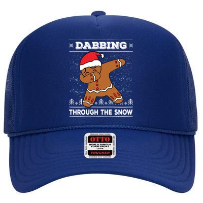 Dabbing Gingerbread Baking Cake Ugly Christmas Gift High Crown Mesh Back Trucker Hat