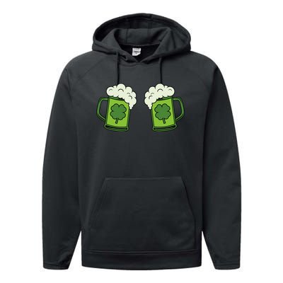 Drinking Green Beer Boobs Shamrock Irish Patricks Day Performance Fleece Hoodie