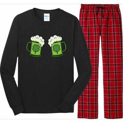 Drinking Green Beer Boobs Shamrock Irish Patricks Day Long Sleeve Pajama Set