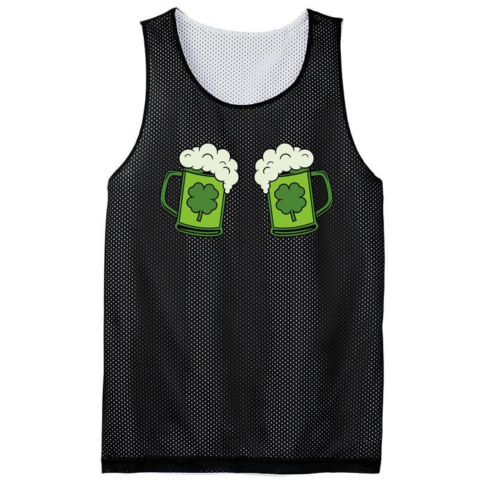 Drinking Green Beer Boobs Shamrock Irish Patricks Day Mesh Reversible Basketball Jersey Tank