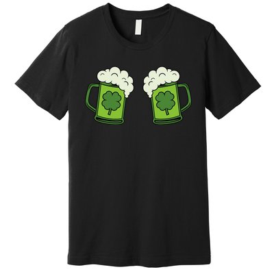 Drinking Green Beer Boobs Shamrock Irish Patricks Day Premium T-Shirt