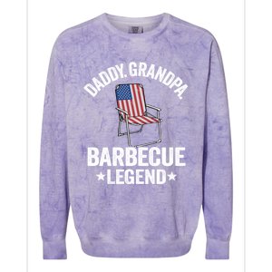 Daddy Grandpa Barbecue Legend 4th Of July Bbq Grillfather Gift Colorblast Crewneck Sweatshirt