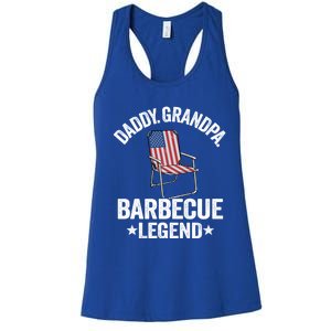 Daddy Grandpa Barbecue Legend 4th Of July Bbq Grillfather Gift Women's Racerback Tank