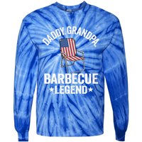 Daddy Grandpa Barbecue Legend 4th Of July Bbq Grillfather Gift Tie-Dye Long Sleeve Shirt