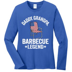 Daddy Grandpa Barbecue Legend 4th Of July Bbq Grillfather Gift Ladies Long Sleeve Shirt