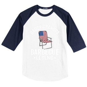 Daddy Grandpa Barbecue Legend 4th Of July Bbq Grillfather Gift Baseball Sleeve Shirt