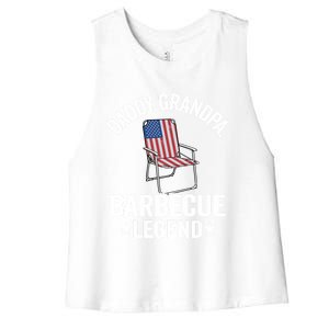 Daddy Grandpa Barbecue Legend 4th Of July Bbq Grillfather Gift Women's Racerback Cropped Tank