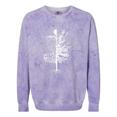 Disc Golf Basket Tree Frisbee Golf Colorblast Crewneck Sweatshirt