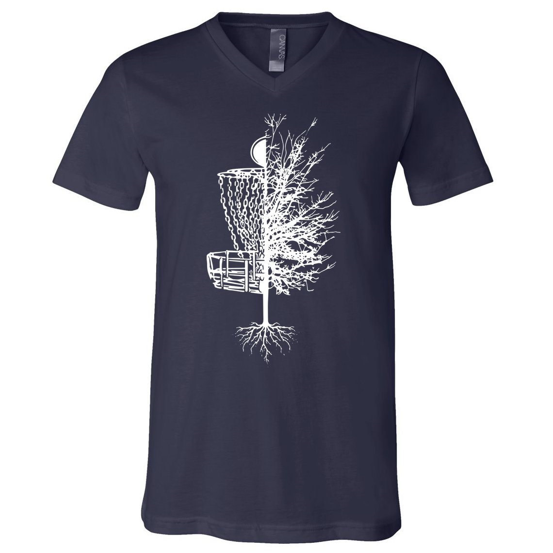 Disc Golf Basket Tree Frisbee Golf V-Neck T-Shirt