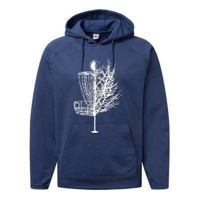 Disc Golf Basket Tree Shirts Funny Performance Fleece Hoodie