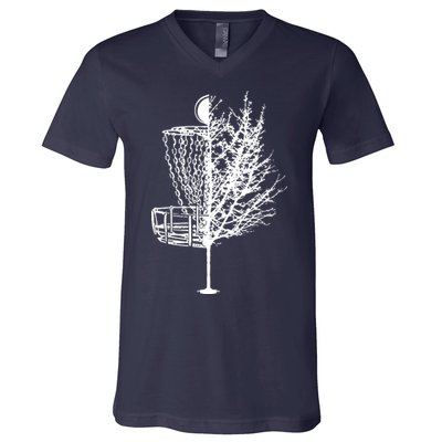 Disc Golf Basket Tree Shirts Funny V-Neck T-Shirt